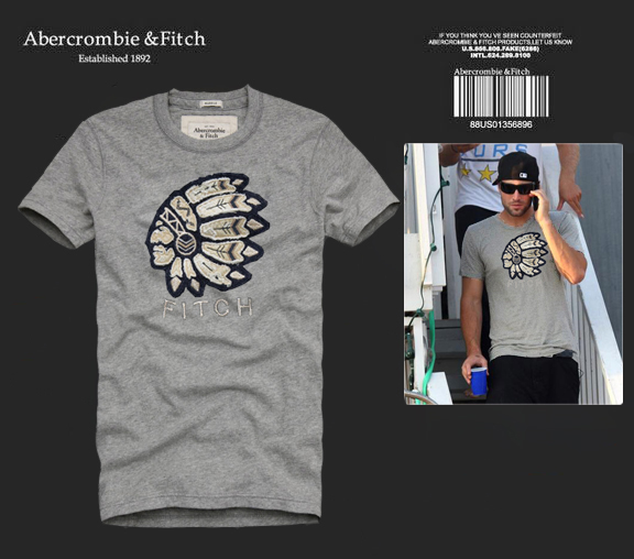 Abercrombie Fitch Hombres De Cuello Redondo Con Gente Fotos Corto Remera AF5693